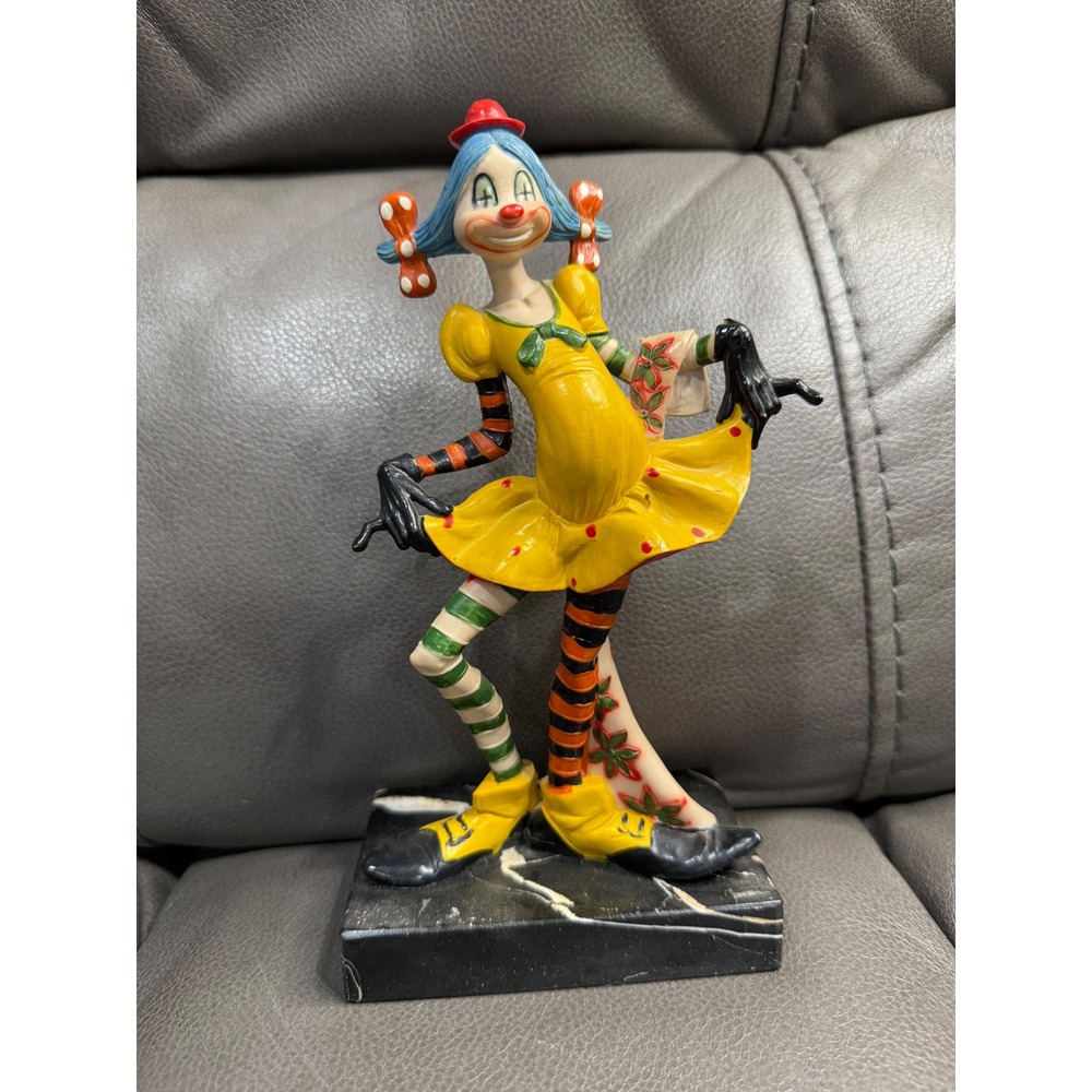 Vintage Depose Italy Female‎ Clown Figurine Carrara Marble 944 Blue Hair 8.5"